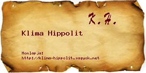 Klima Hippolit névjegykártya